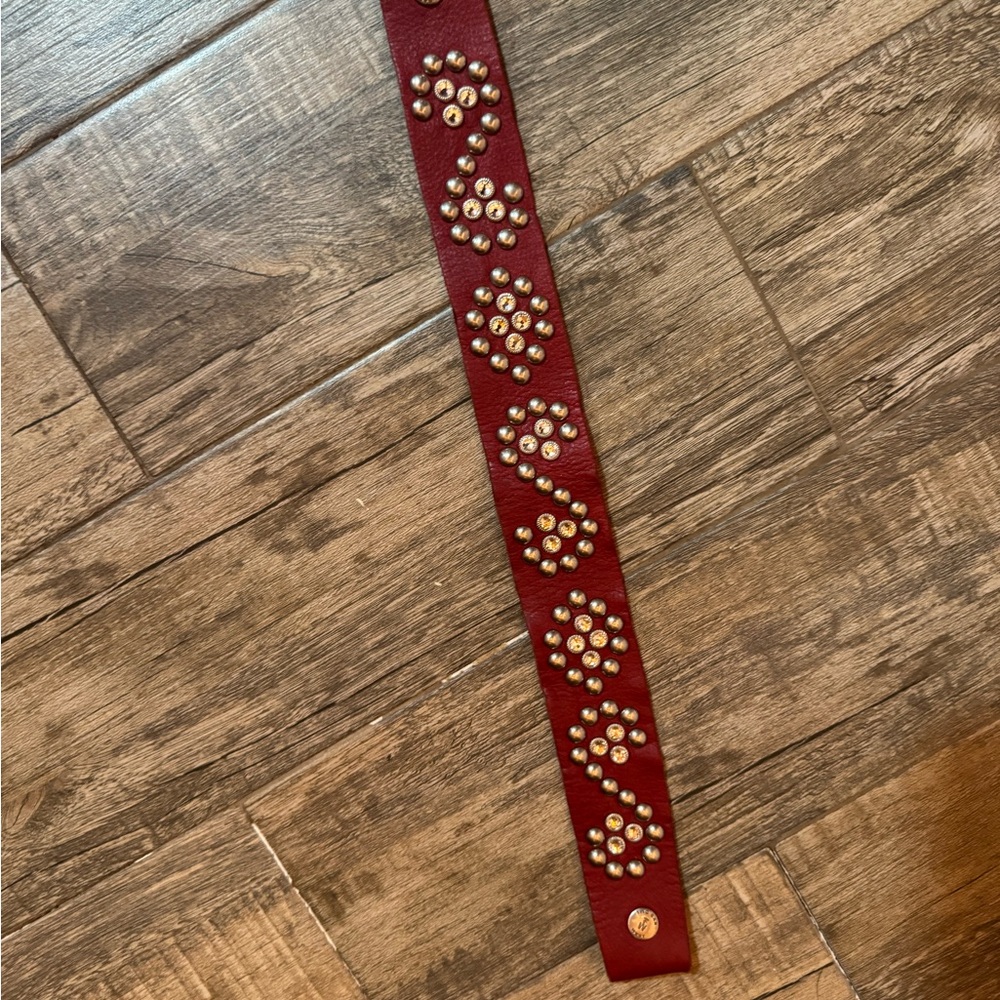 McFadin Studded Burgundy Red Leather Purse Strap